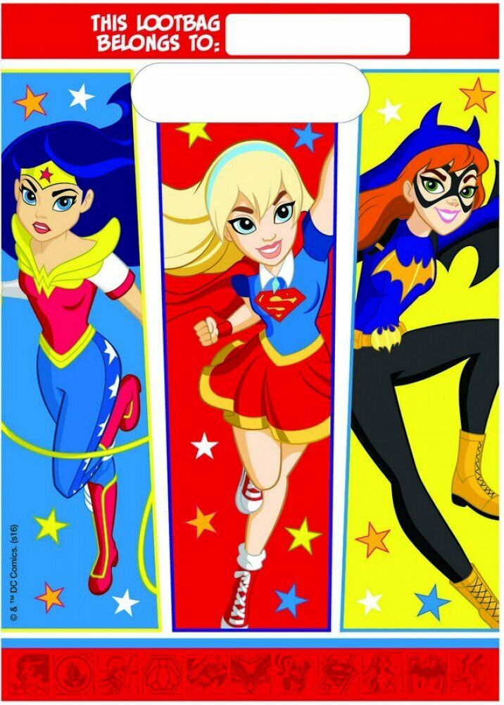 DC Superhero Girls 8 Guest Party Tableware Set 40 Pack | Plates Cups Napkins Gift Bags