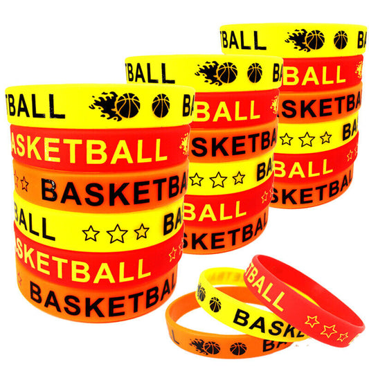 Basketball Theme Silicone Bracelets Rubber Wristbands 12 Pack