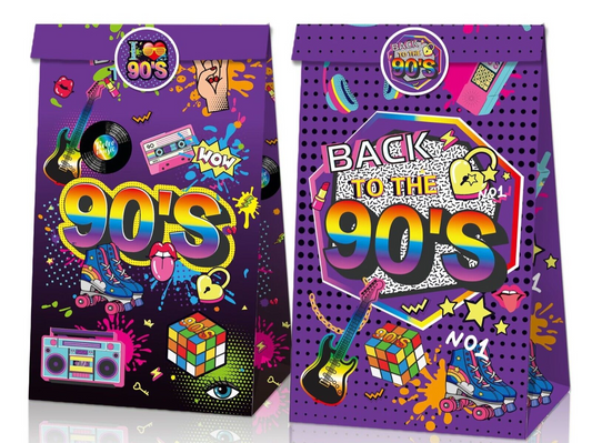 Back to the 90's Theme Gift Bags Paper 12 Pack