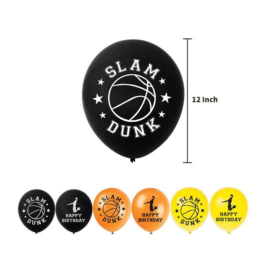 Basketball Slam Dunk Theme Birthday Latex Balloons 18 Pack