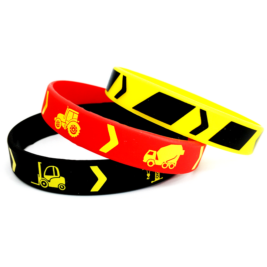 Construction Trucks Silicone Bracelets Rubber Wristbands 12 Pack