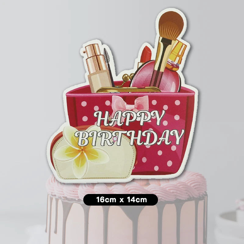 Beauty Makeup Cosmetics Theme Party Decorating Set | Birthday Banner Balloons Cake Cupcake Toppers