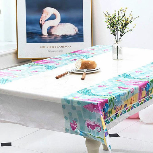 Mermaid Under The Sea Tablecloth Plastic 180cm x 108cm