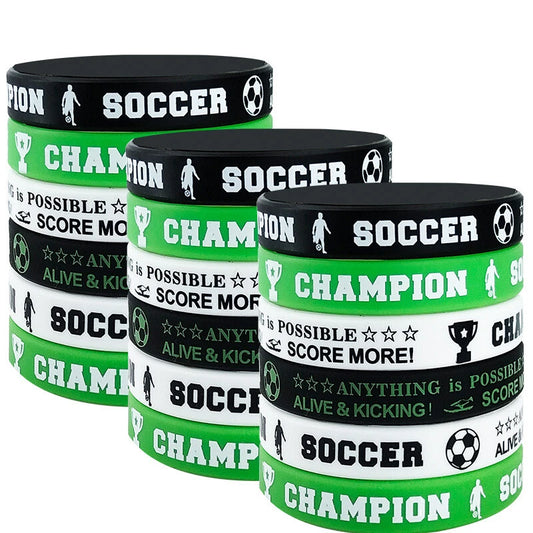 Soccer Champion Silicone Bracelets Rubber Wristbands 12 Pack
