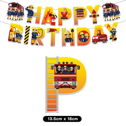 Fireman Fire Truck Birthday Party Banner 2 Meter