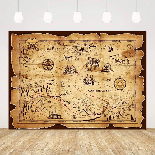 Pirate Treasure Map Backdrop 150x100cm | Party Photography Background
