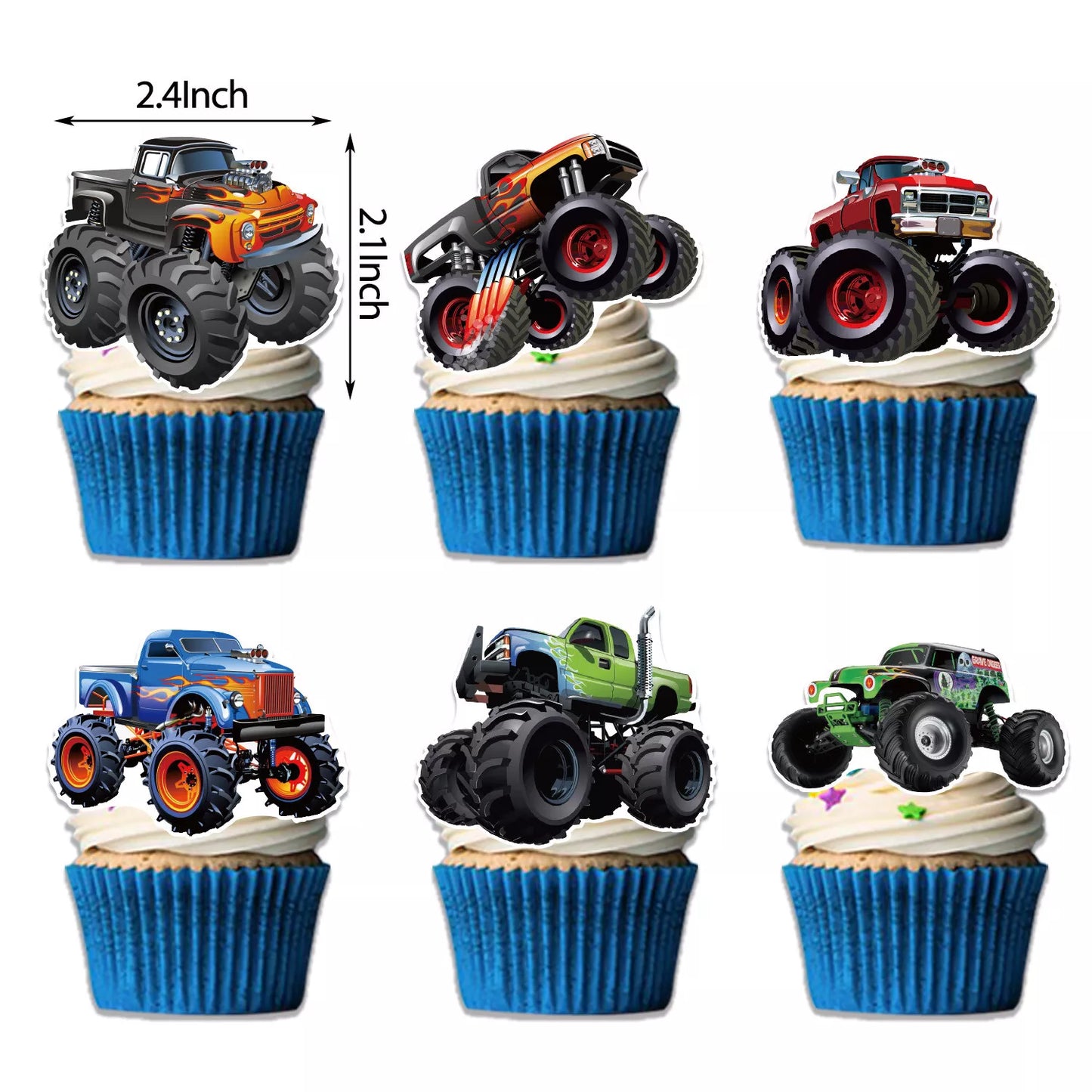 Monster Truck Birthday Party Decoration Set | Backdrop Balloons Cake Toppers Table Cover