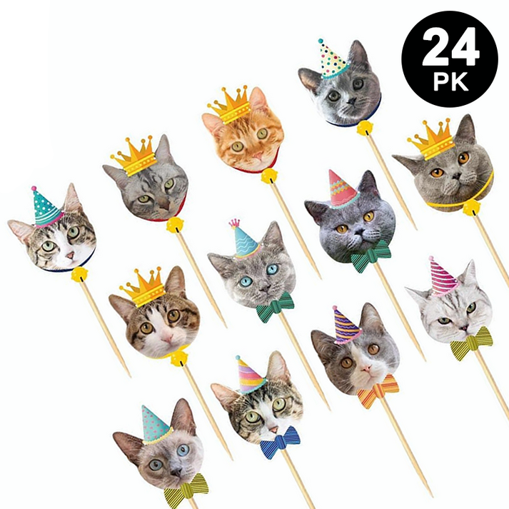 55pcs Cats and Kittens Theme Party Decorating Set | Birthday Banner Balloons Cake Cupcake Toppers