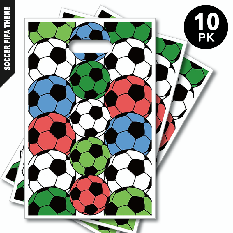 Soccer Plastic Loot Bags 10 Pack