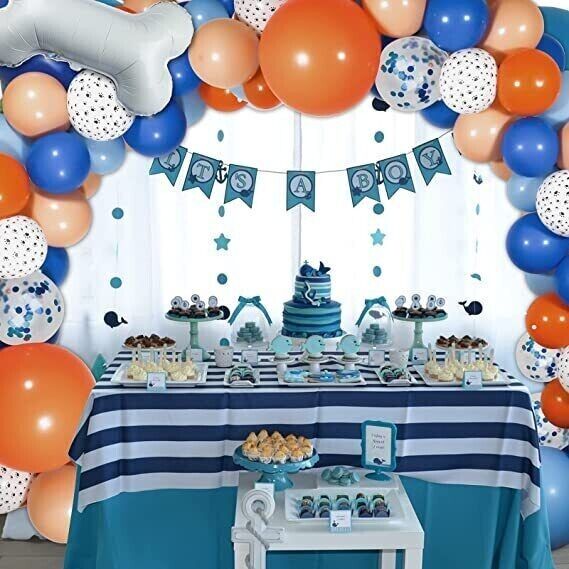 Orange Blue Paw Printed Balloon Garland Arch Kit | Suitable for Bluey Themed Party