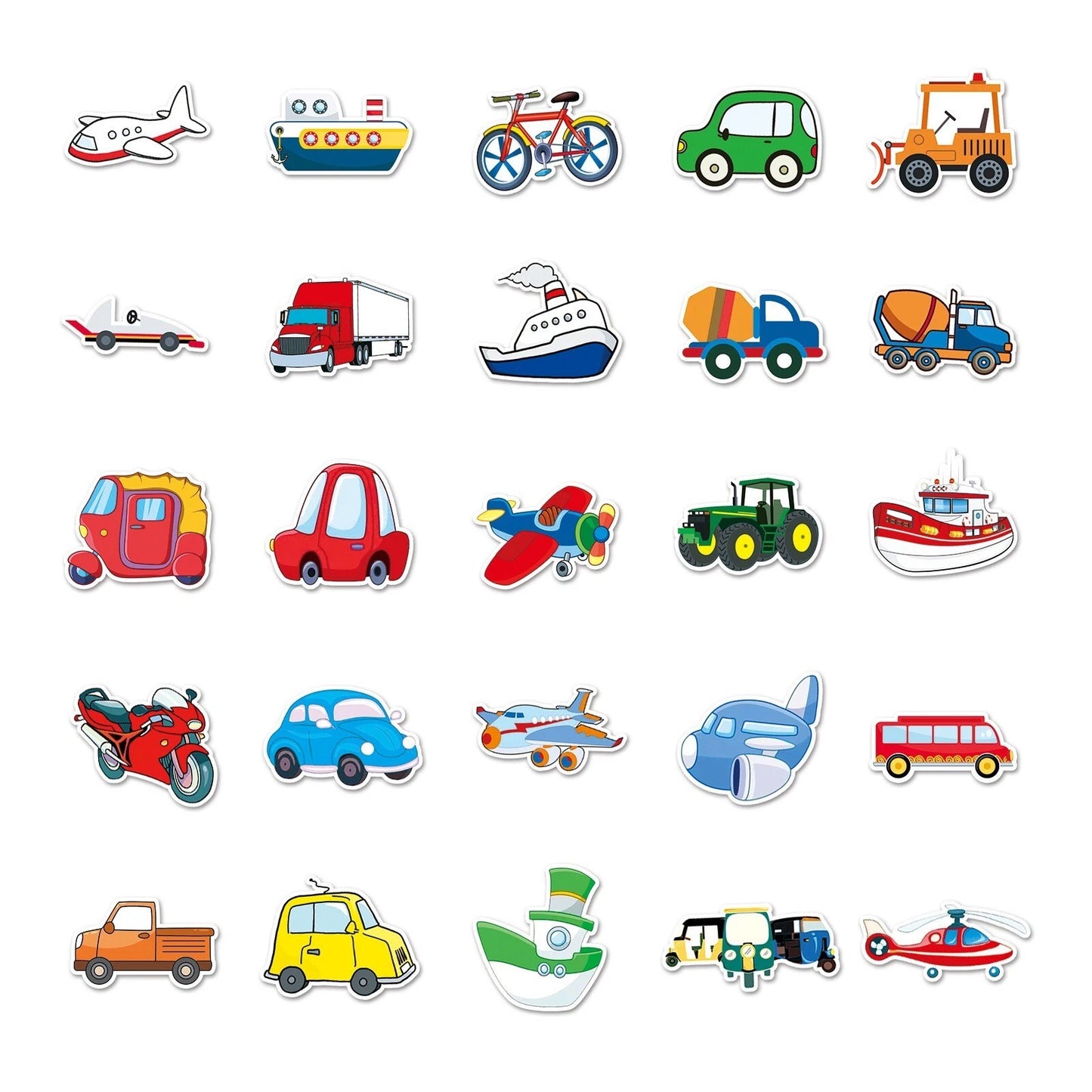 50pcs Transportation Vehicles Theme Vinyl Stickers