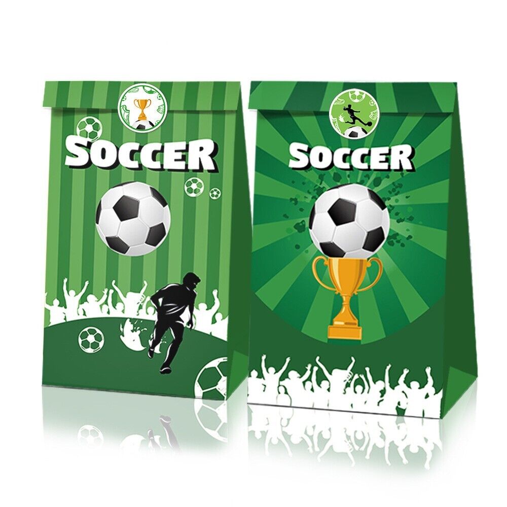 Soccer Paper Gift Bags with Mini Stickers 12 Pack