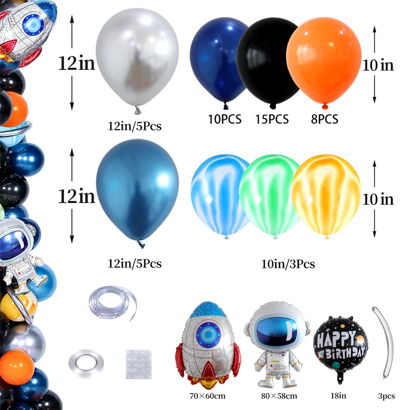 Outer Space Astronaut Rocket Balloon Garland Kit