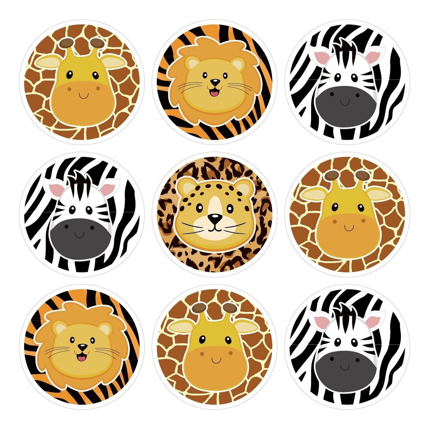 Jungle Animal Print Paper Gift Bags with Mini Stickers 12 Pack