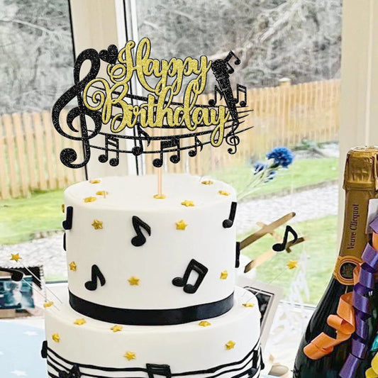 Music Notes Theme Birthday Cake Topper