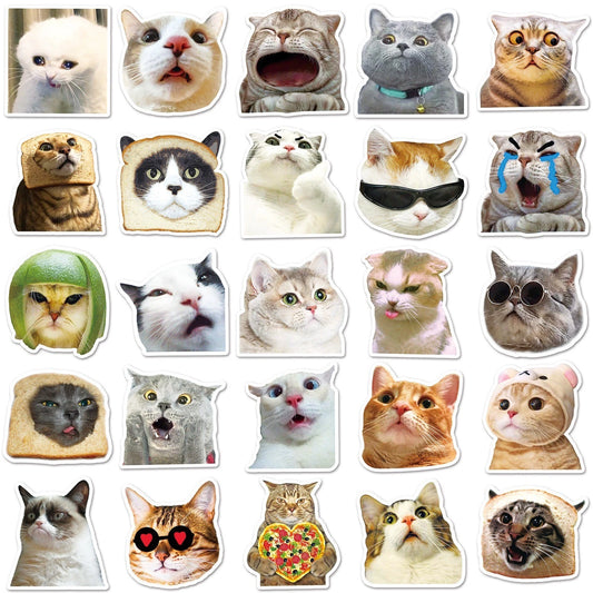 Cute Cat Theme Vinyl Stickers 50 Pack