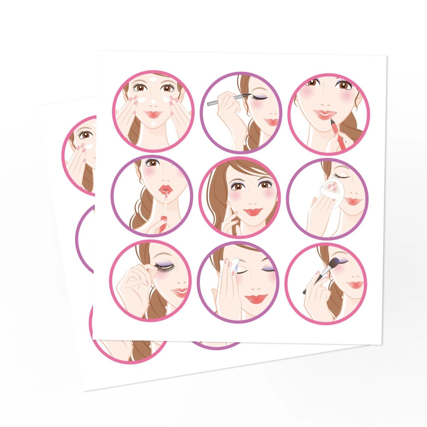 Beauty Makeup Cosmetics Paper Gift Bags with Mini Stickers (Pack of 12)