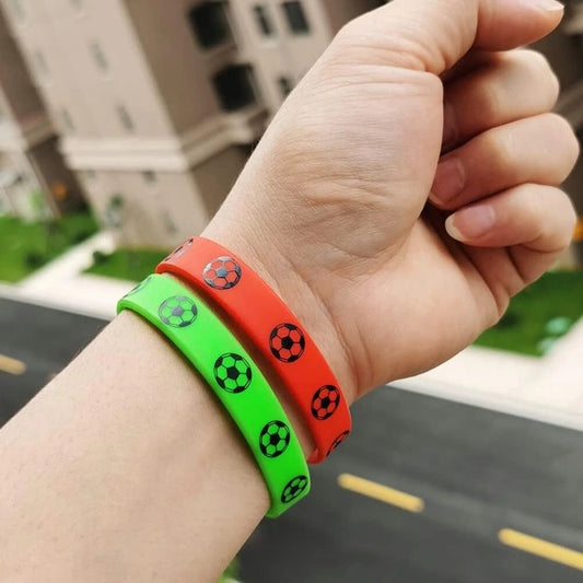 Soccer Theme Silicone Bracelets Rubber Wristbands 12 Pack