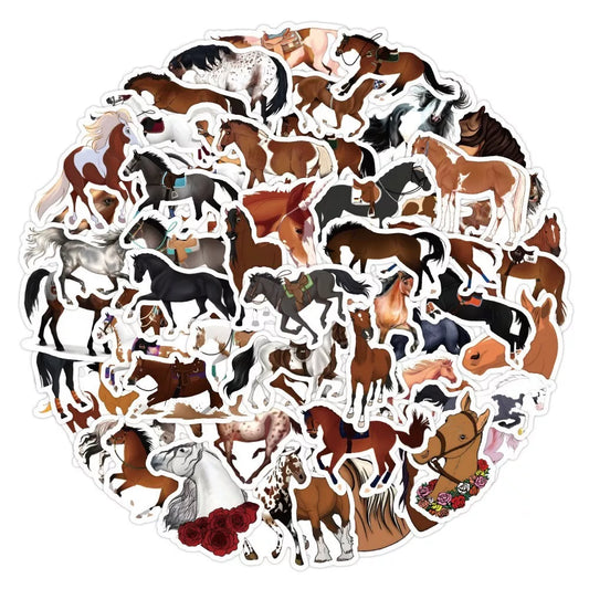 Horse Theme Vinyl Stickers 60 Pack