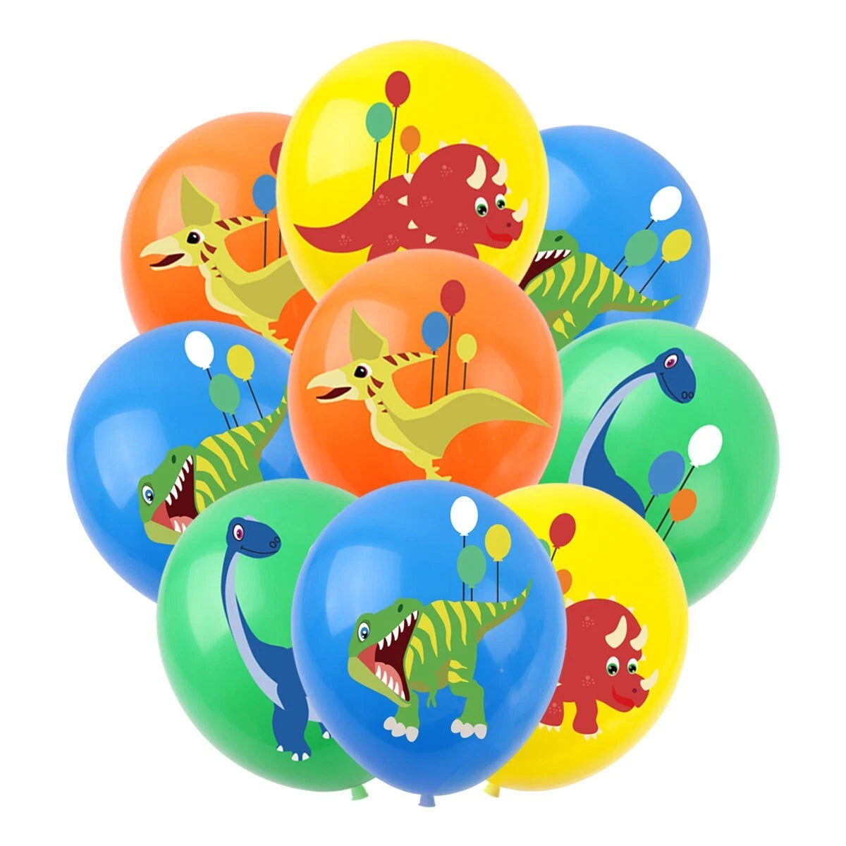 Cartoon Dinosaur Printed 12 inch Assorted Latex Balloons 2o Pack