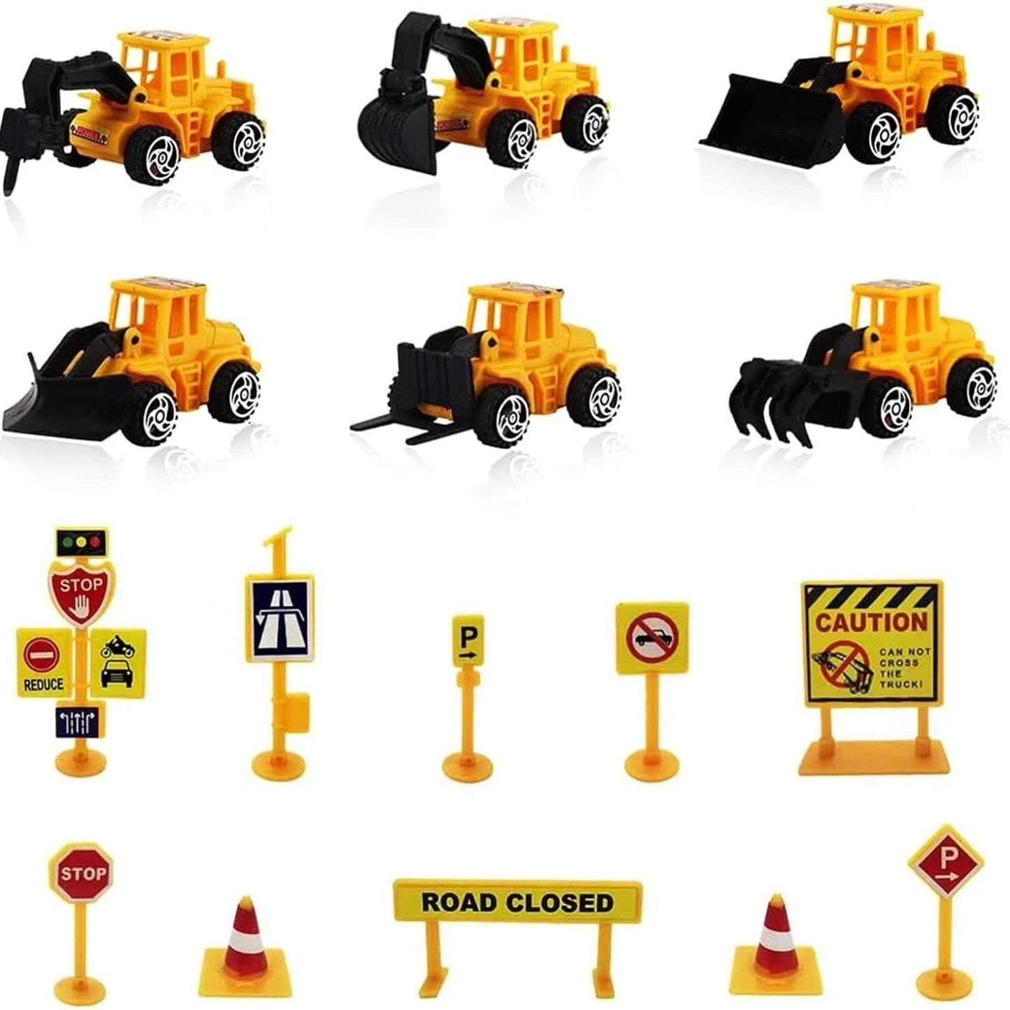 Construction Trucks Theme Birthday Cake Topper Decorating Set 16pcs
