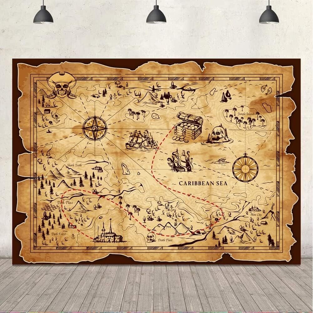 Pirate Treasure Map Backdrop 150x100cm | Party Photography Background