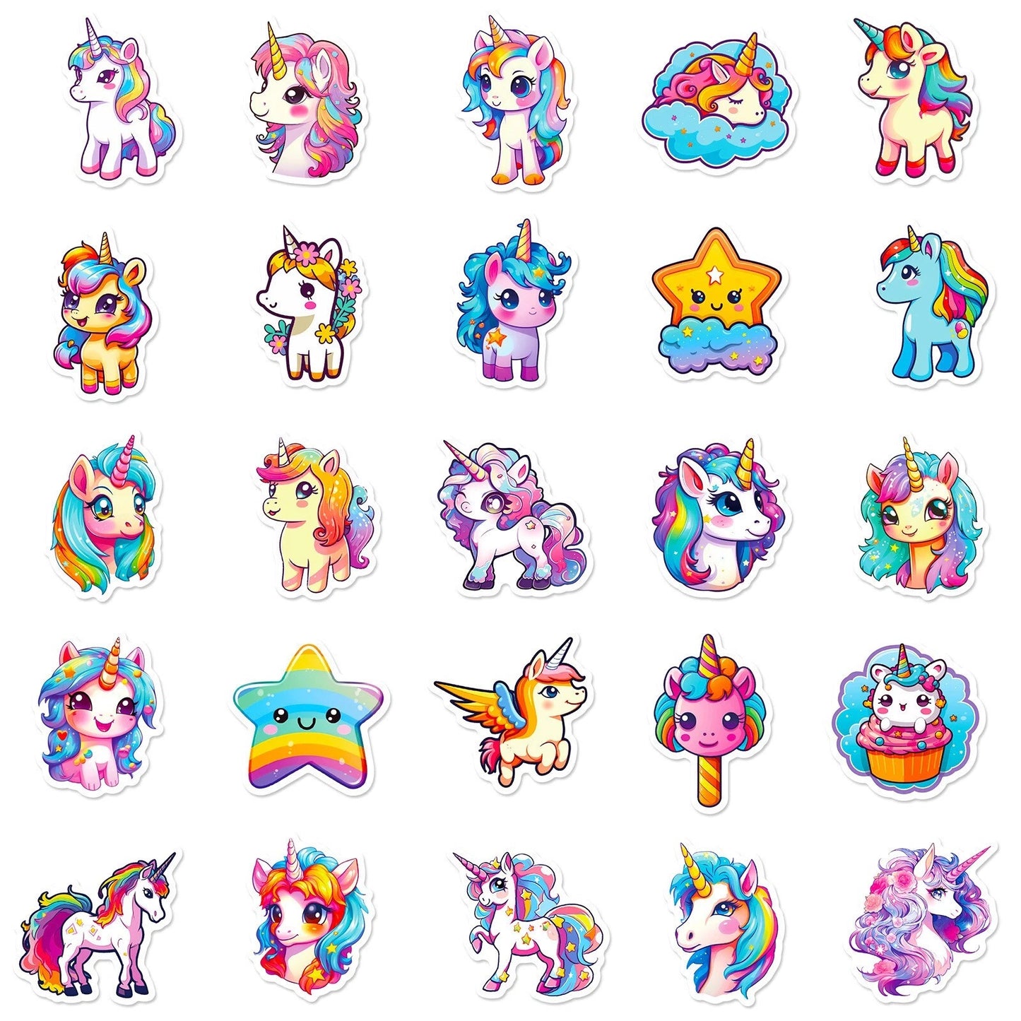 Cute Unicorn Theme Vinyl Stickers 50 Pack