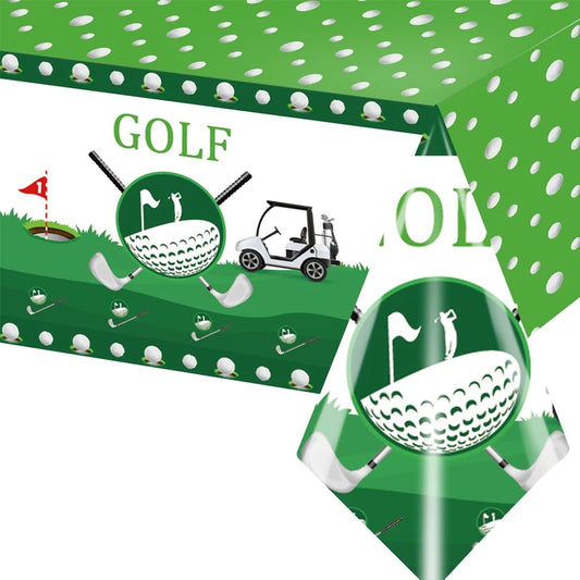 Golf Theme Tablecloth Plastic 274cm x 137cm