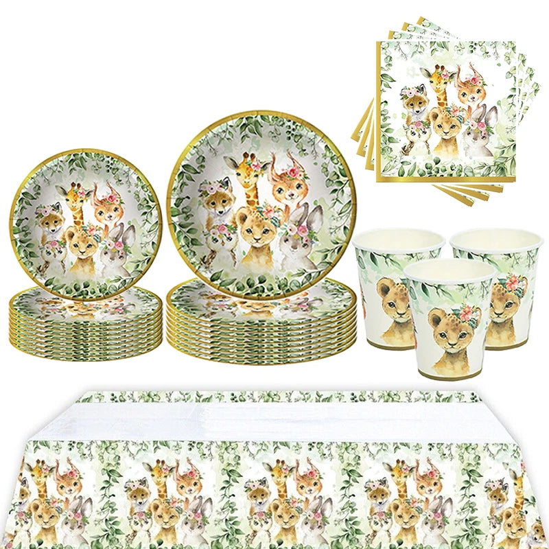 Watercolour Style Jungle Animals Luncheon Napkins 20 Pack