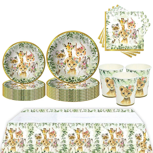 Watercolour Style Jungle Animals 250ml Paper Cups 10 Pack