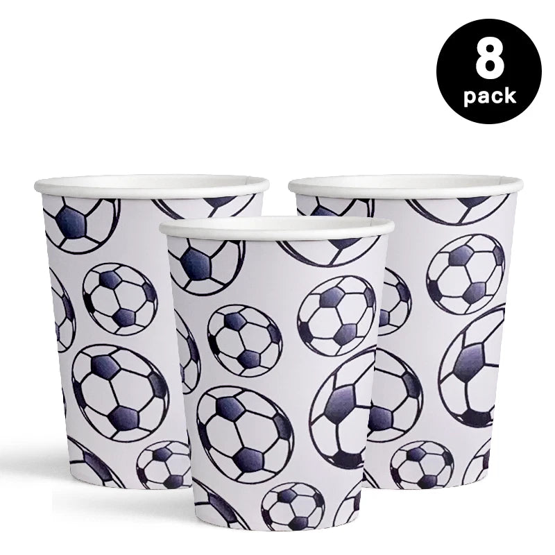 Soccer Print 250ml Paper Cups 8 Pack