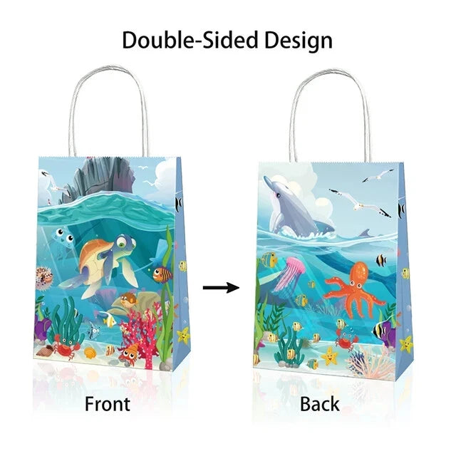 Ocean Animals Under the Sea Paper Gift Bags with Handles 12 Pack