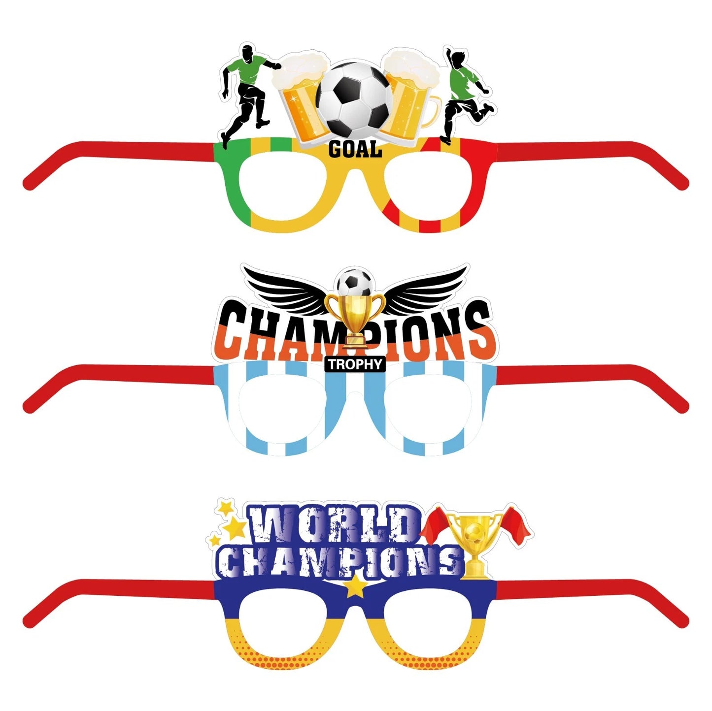Pack of 12 Soccer Champions Theme Party Paper Glasses
