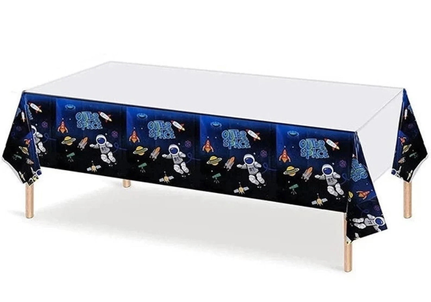 Outer Space Astronaut Table Cover Plastic 220cm x 130cm