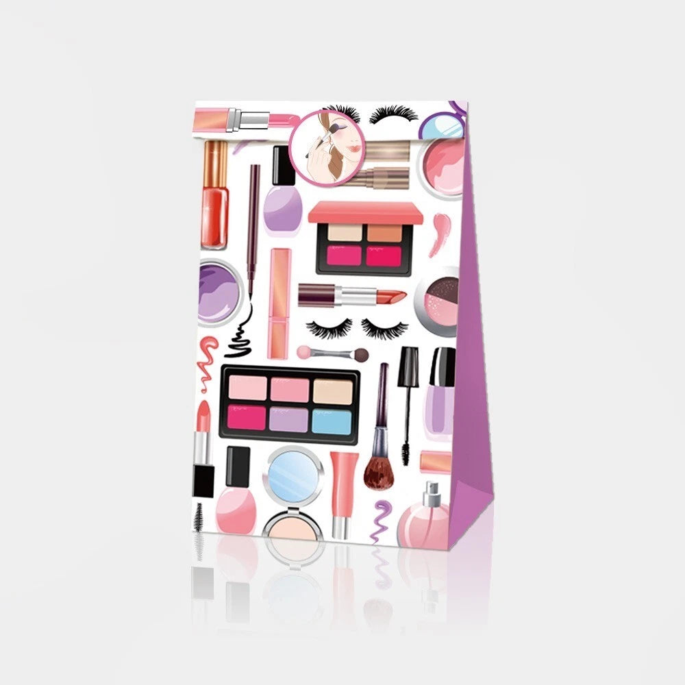 Beauty Makeup Cosmetics Paper Gift Bags with Mini Stickers (Pack of 12)
