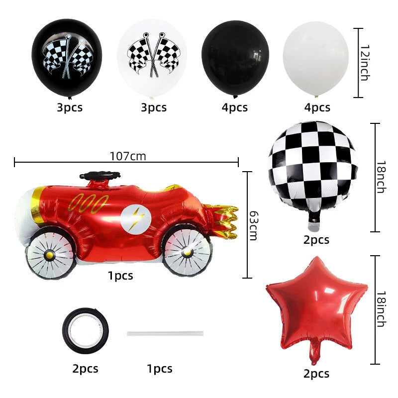 Racing Car Theme Party Assorted Balloons 19 Pack