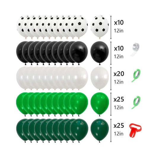 Soccer Theme Green Black White Balloon Garland Kit