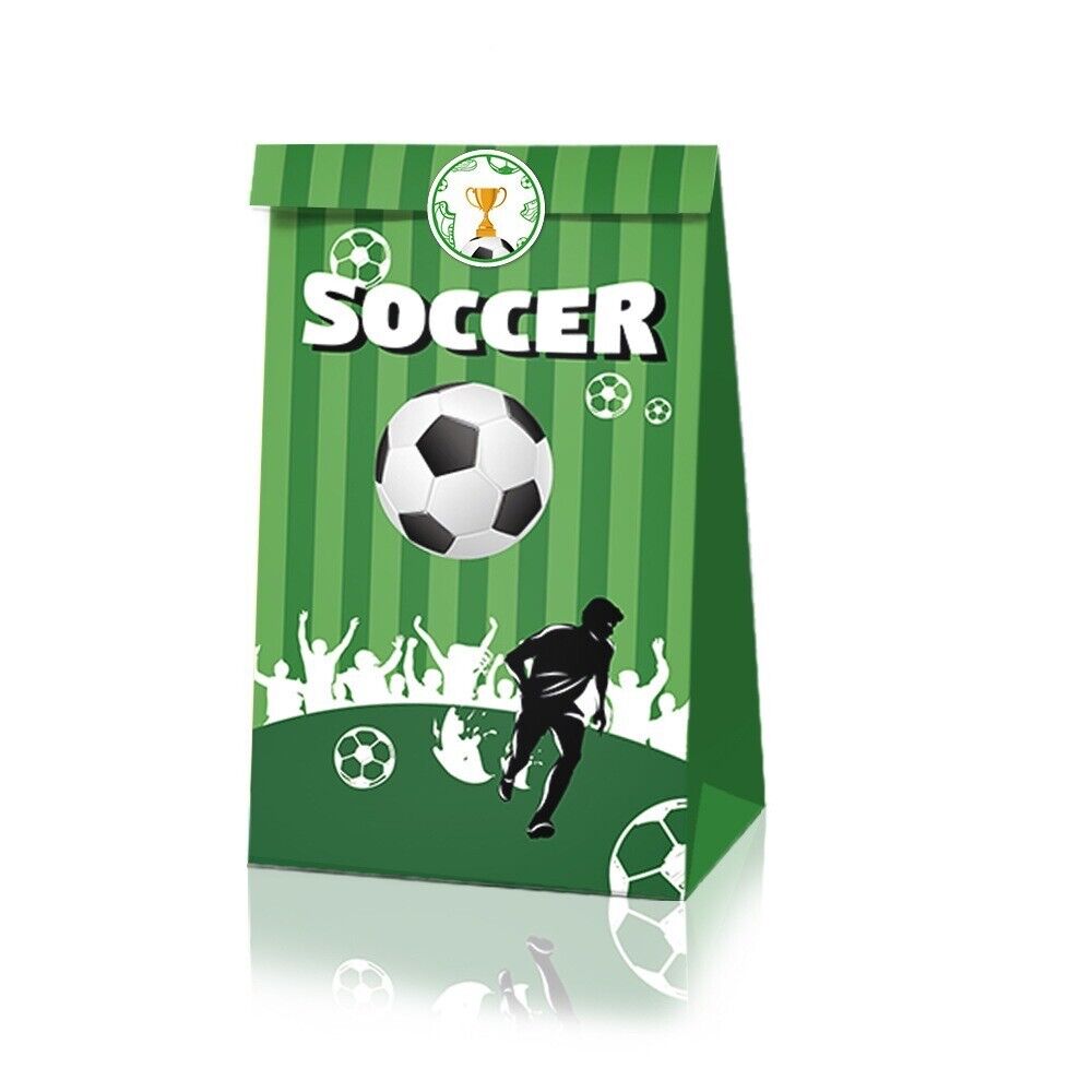 Soccer Paper Gift Bags with Mini Stickers 12 Pack