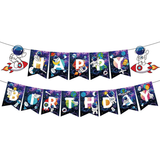 Outer Space Astronaut Birthday Decorating Set | Banner Balloons Cake Toppers
