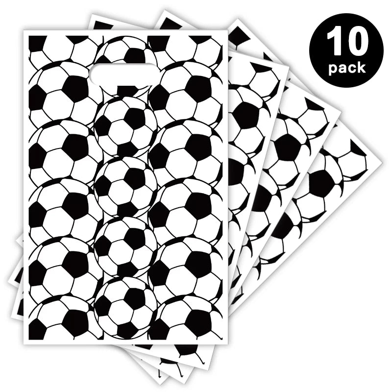 Soccer Print Gift Loot Bags Plastic 10 Pack
