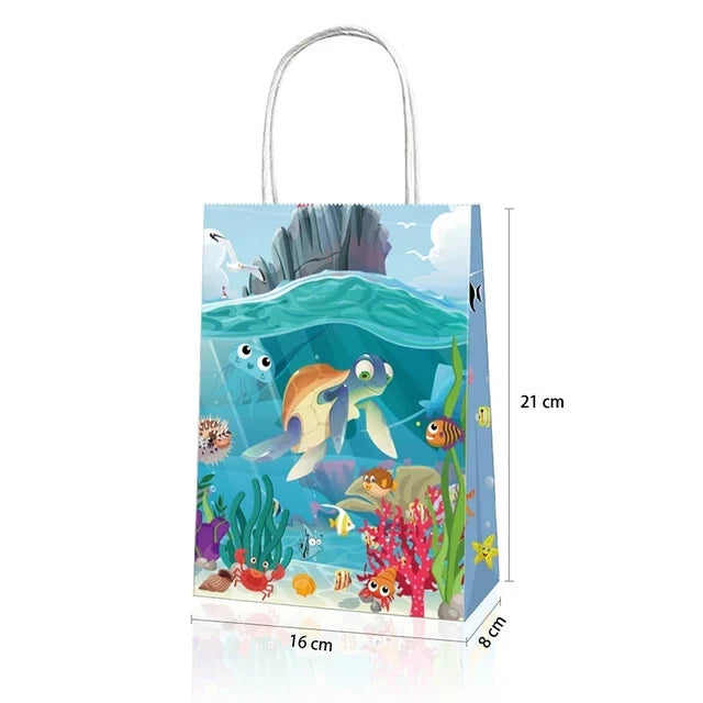 Ocean Animals Under the Sea Paper Gift Bags with Handles 12 Pack