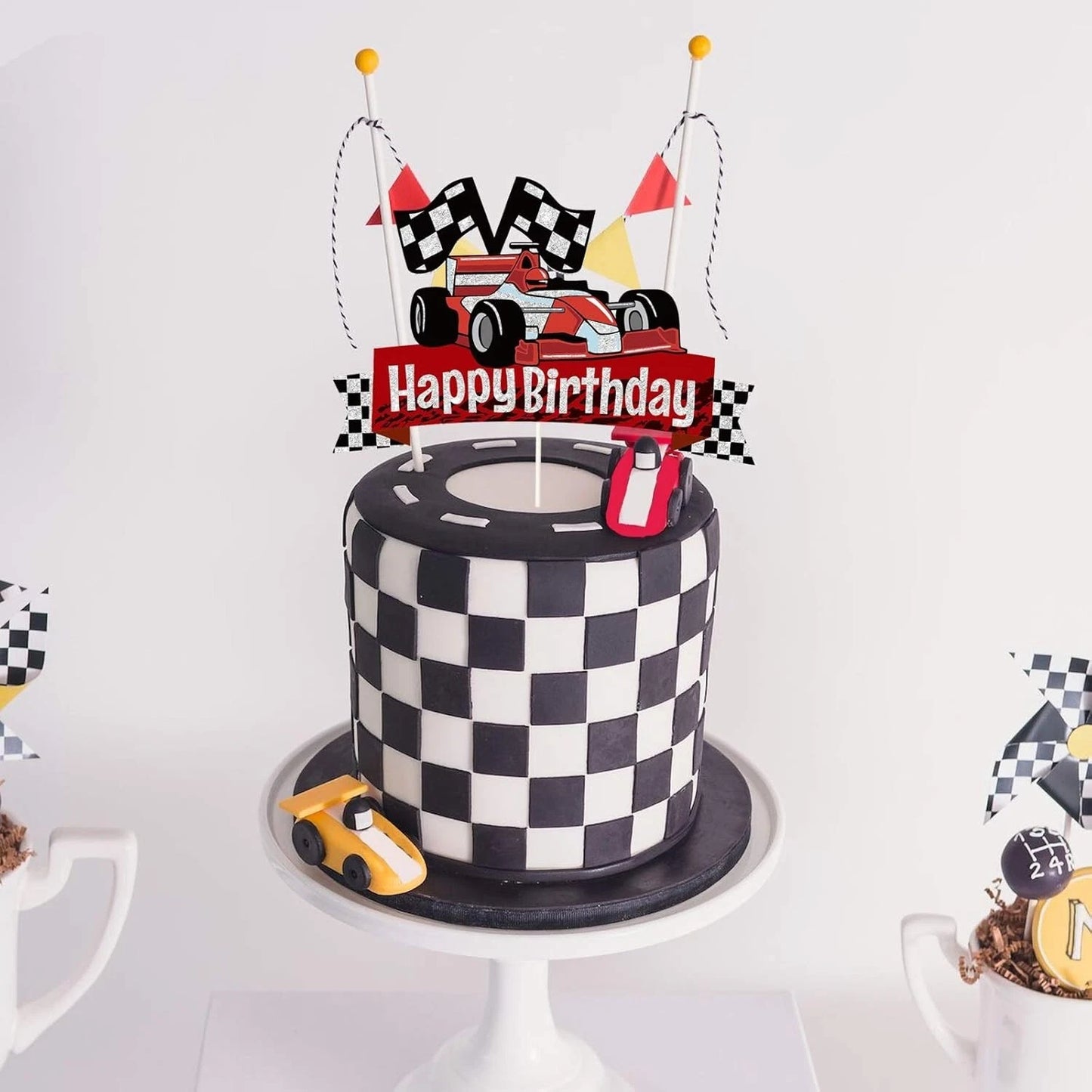 Racing Car Theme Birthday Cake Topper