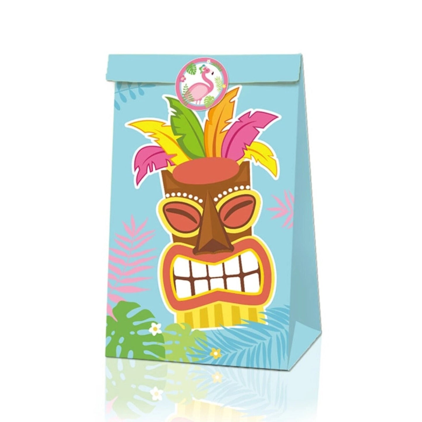 Hawaii Flamingo Paper Gift Bags with Mini Stickers 12 Pack