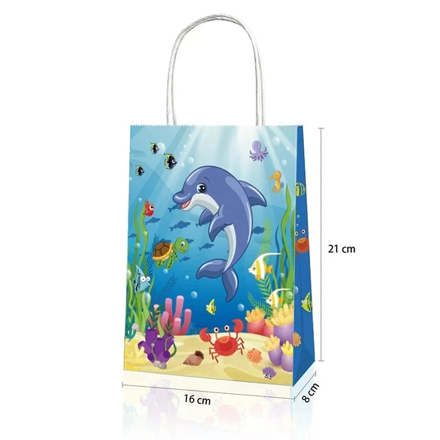 Ocean Animals Under the Sea Paper Gift Bags with Handles 12 Pack