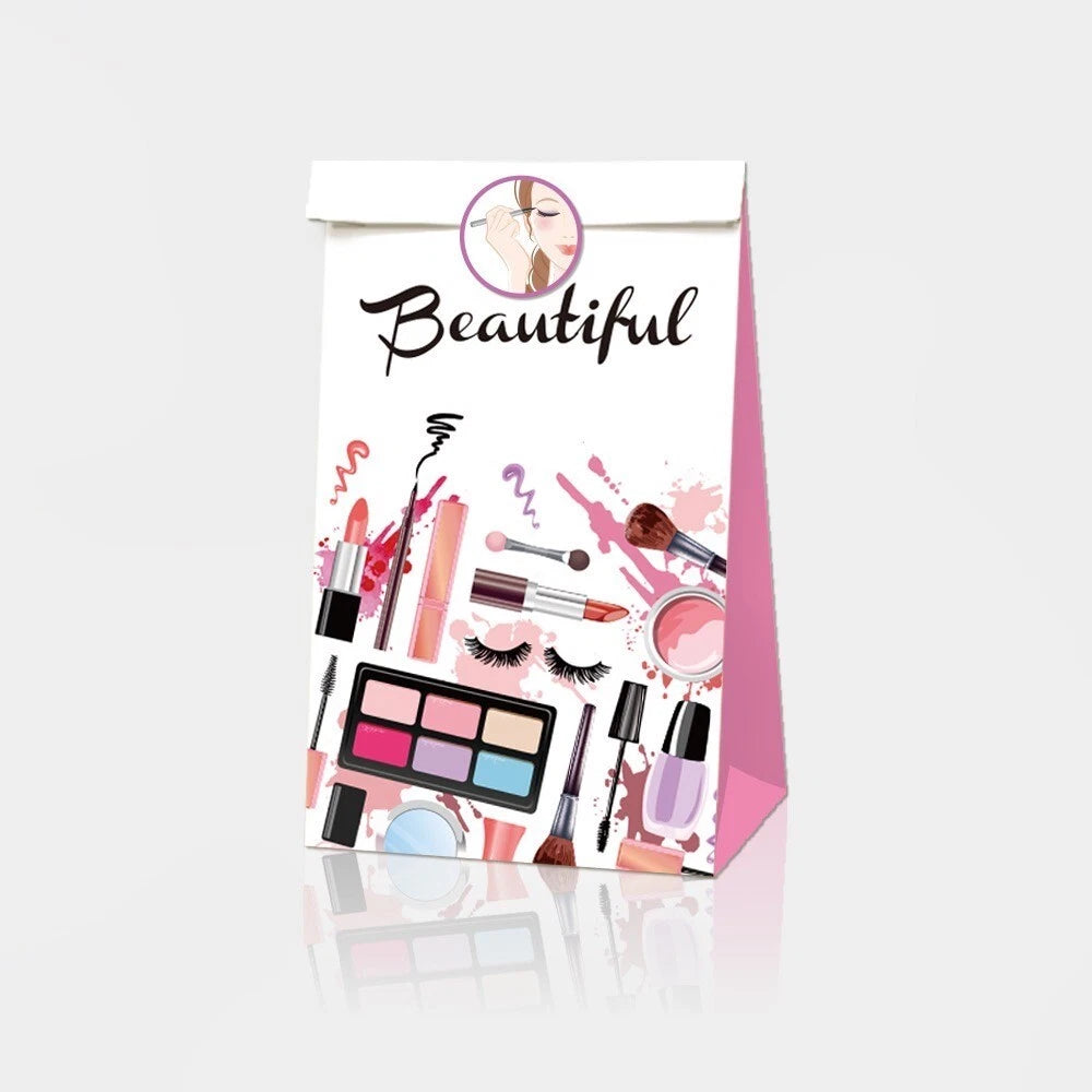 Beauty Makeup Cosmetics Paper Gift Bags with Mini Stickers (Pack of 12)