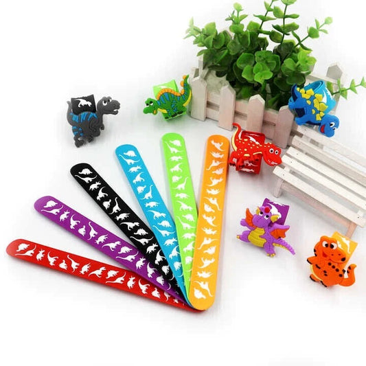 Cute Dinosaur Slap Band Bracelet 6 Pack | Kids Birthday Party Favours Gift Bag Fillings