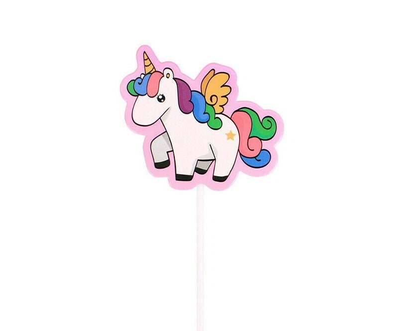 Unicorn Rainbow Theme Birthday Cake Decorating Toppers 6 pack