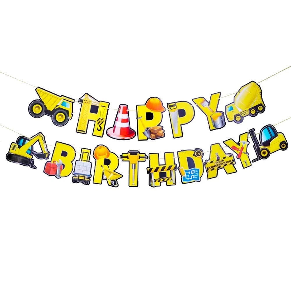 Construction Truck Birthday Party Banner 2.5 Meter