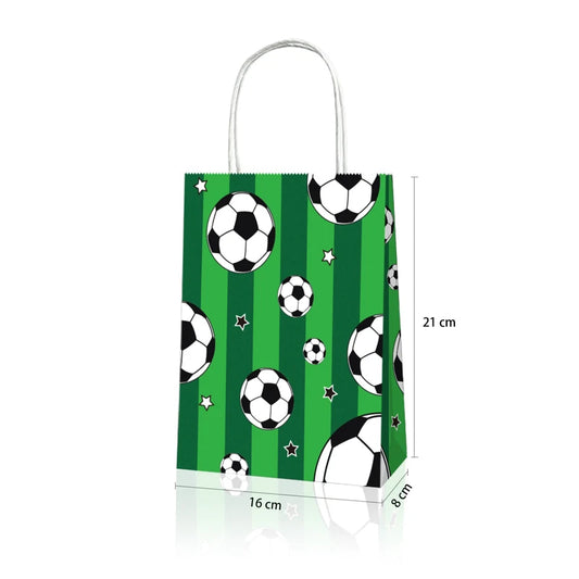 Soccer Print Paper Gift Bags with Handles 12 Pack