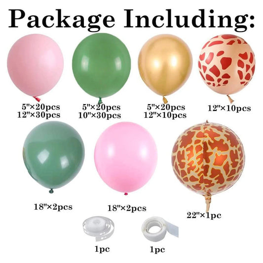 Jungle Balloon Garland Kit | Sage Green Pink Giraffe Print Balloons